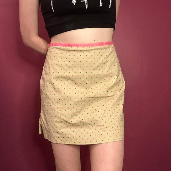 Vintage 90's Y2K Polka Dot Pink Mini Skirt - Picture 1 of 4
